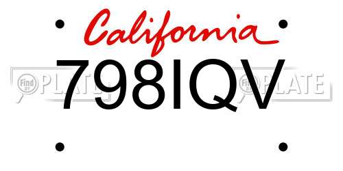 798IQV California License Plate