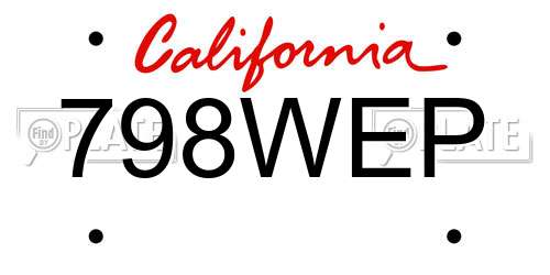 798WEP California License Plate