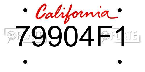 79904F1 California License Plate