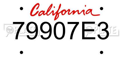 79907E3 California License Plate