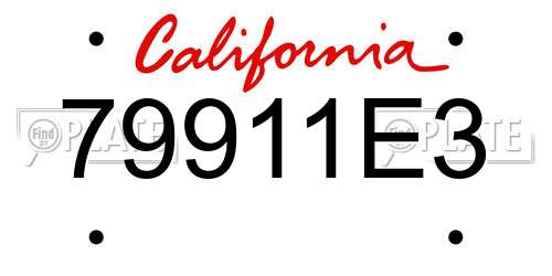 79911E3 California License Plate