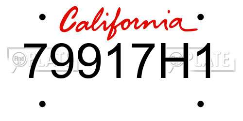 79917H1 California License Plate