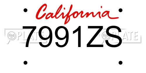 7991ZS California License Plate