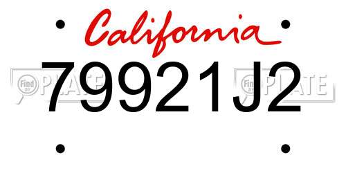 79921J2 California License Plate