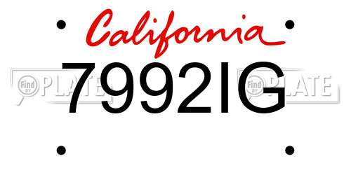 7992IG California License Plate