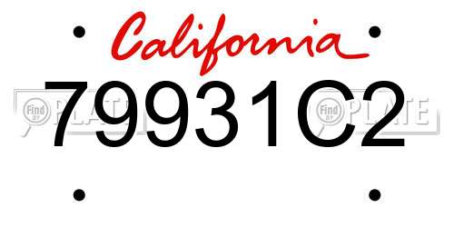 79931C2 California License Plate