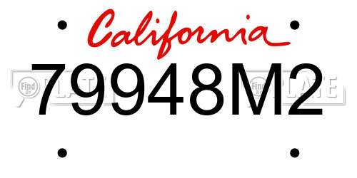 79948M2 California License Plate