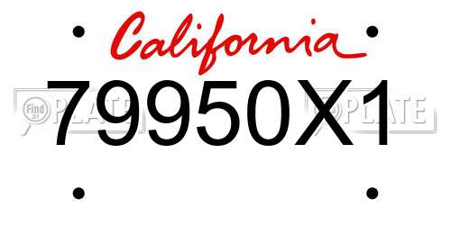 79950X1 California License Plate