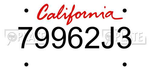 79962J3 California License Plate