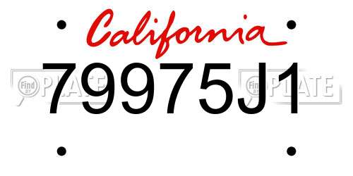 79975J1 California License Plate