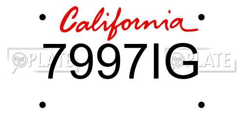 7997IG California License Plate