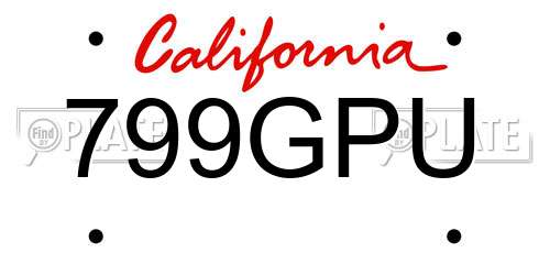 799GPU California License Plate