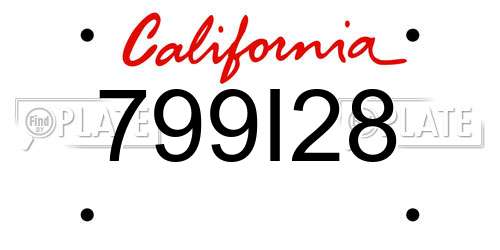 799I28 California License Plate