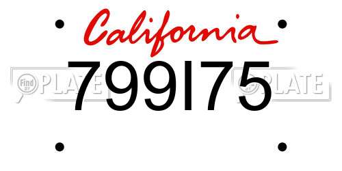 799I75 California License Plate