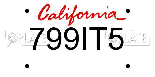 799IT5 California License Plate