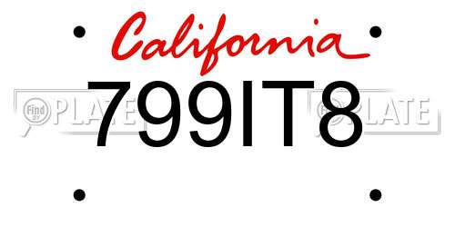 799IT8 California License Plate