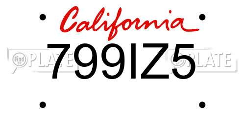 799IZ5 California License Plate