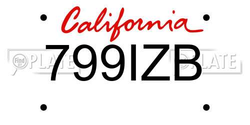 799IZB California License Plate