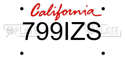 799IZS California License Plate