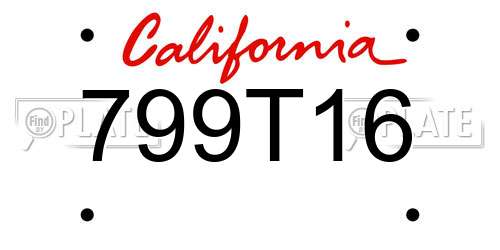 799T16 California License Plate