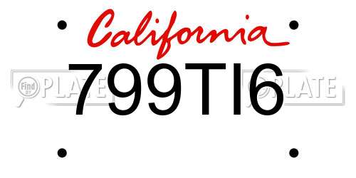 799TI6 California License Plate