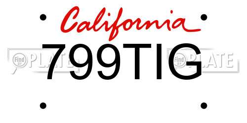 799TIG California License Plate
