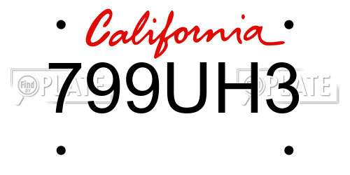 799UH3 California License Plate