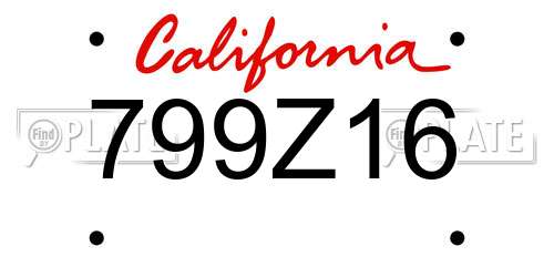 799Z16 California License Plate