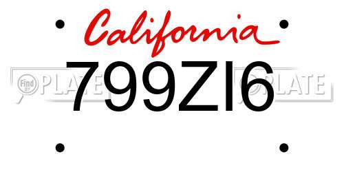 799ZI6 California License Plate