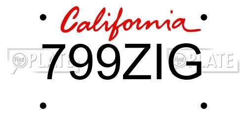 799ZIG California License Plate
