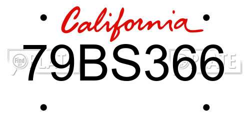 79BS366 California License Plate