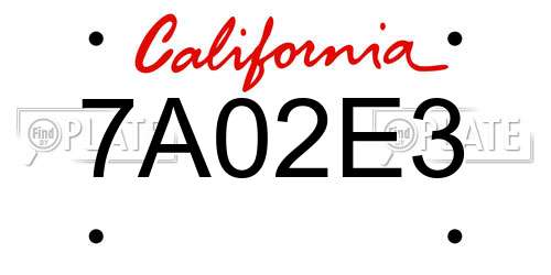 7A02E3 California License Plate