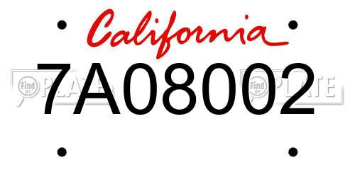 7A08002 California License Plate