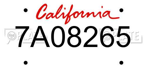 7A08265 California License Plate
