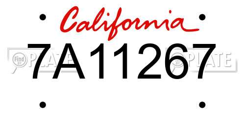 7A11267 California License Plate