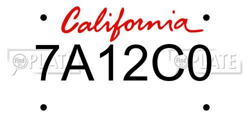 7A12C0 California License Plate