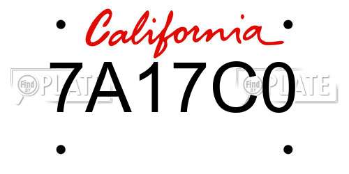 7A17C0 California License Plate