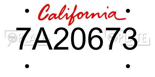 7A20673 California License Plate