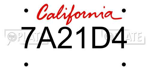7A21D4 California License Plate