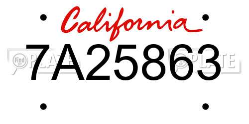 7A25863 California License Plate