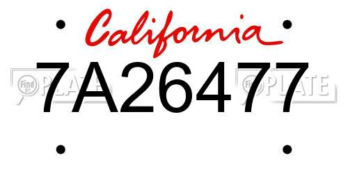 7A26477 California License Plate