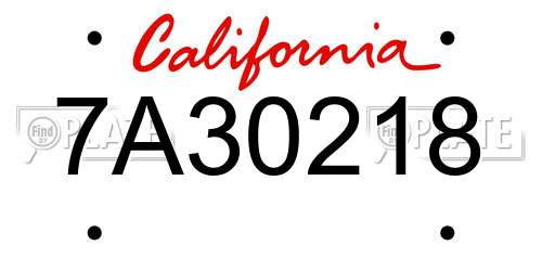 7A30218 California License Plate