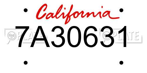 7A30631 California License Plate