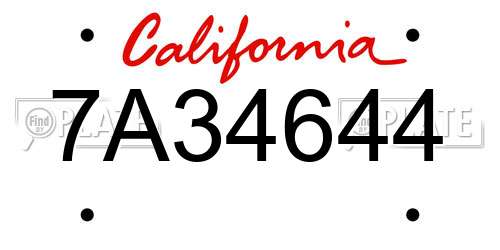 7A34644 California License Plate