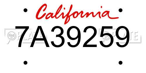 7A39259 California License Plate