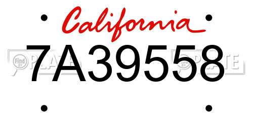 7A39558 California License Plate