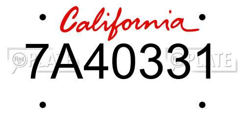 7A40331 California License Plate