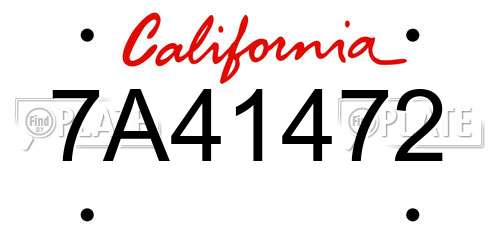 7A41472 California License Plate