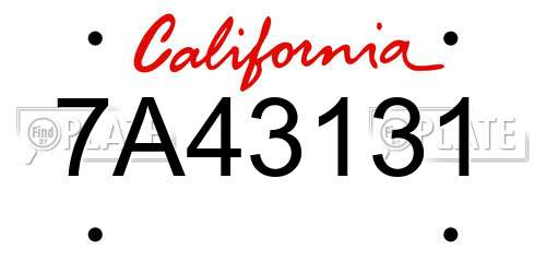 7A43131 California License Plate