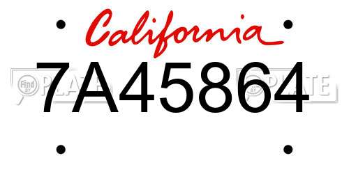 7A45864 California License Plate